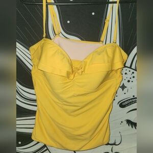 Time and Tru Yellow Ruffle Tank Top